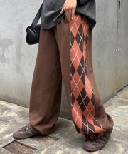 【UNISEX】アーガイルニットスウェットパンツ