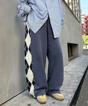 【UNISEX】アーガイルニットスウェットパンツ