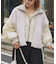 【etsinta】ファー切替ショートスタンドジャケット/WEB限定カラーあり