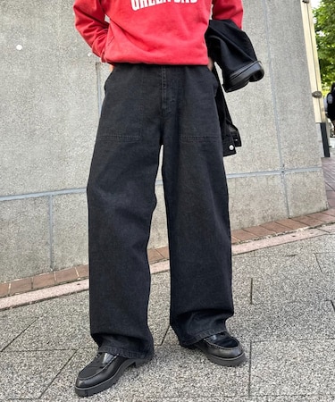 ウォッシュドベイカーワイドデニムパンツ/セットアップアイテムあり