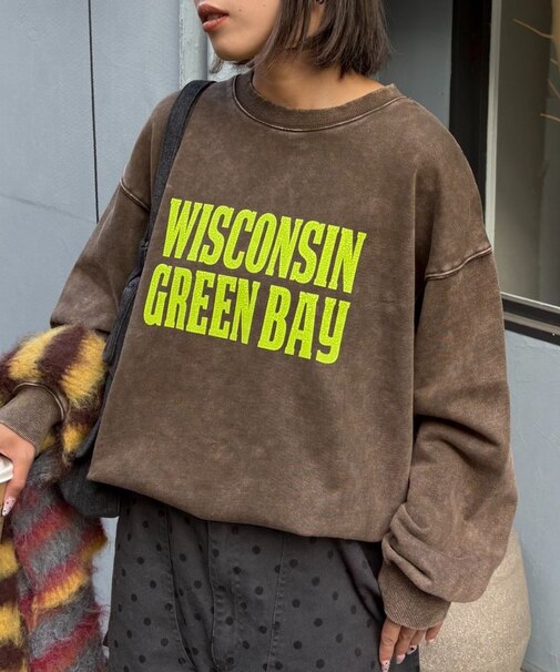 【UNISEX】NEWアシッドウォッシュ加工/裏毛ロゴスウェット