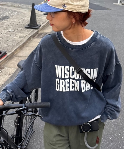 【UNISEX】NEWアシッドウォッシュ加工/裏毛ロゴスウェット
