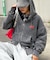 【UNISEX】アシッドウォッシュ加工ロゴジップパーカー