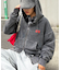 【UNISEX】アシッドウォッシュ加工ロゴジップパーカー