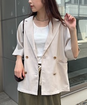 ≪シワになりにくい≫テックリネン半袖シャツジャケット