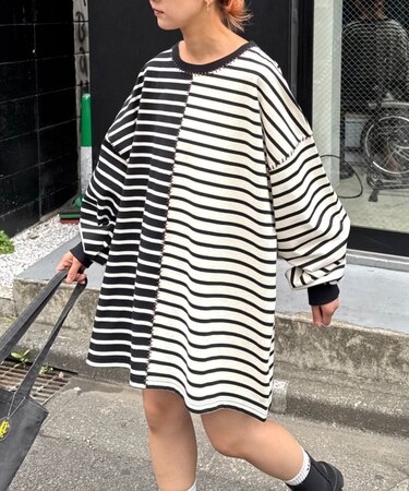 【SOUNDSGOOOOD】配色ステッチサイドスリットTee長袖