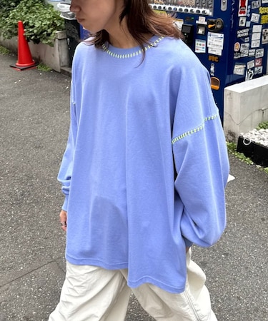 【SOUNDSGOOOOD】配色ステッチサイドスリットTee長袖