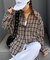 【UNISEX】モール混長袖チェックシャツ
