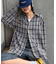 【UNISEX】モール混長袖チェックシャツ