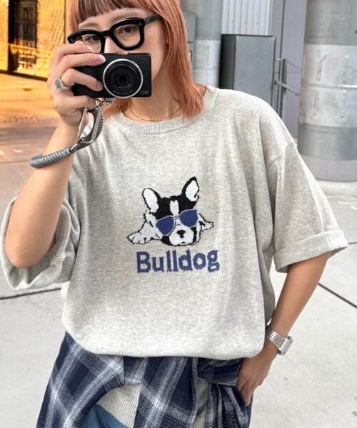 ユニセックス】アニマル柄犬サマーニット半袖Tシャツ｜チャオパニック