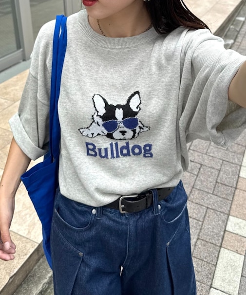 【ユニセックス】アニマル柄犬サマーニット半袖Tシャツ