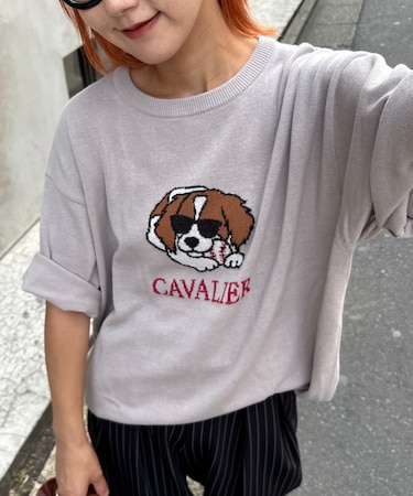 【ユニセックス】アニマル柄犬サマーニット半袖Tシャツ