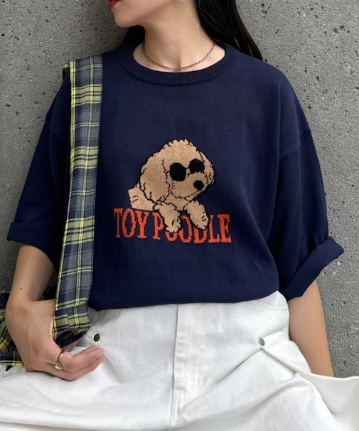 【ユニセックス】アニマル柄犬サマーニット半袖Tシャツ