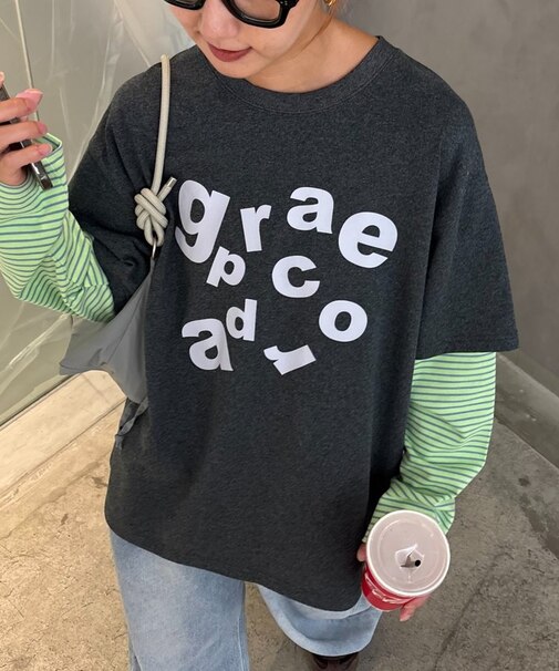 【UNISEX】レイヤードボーダーロゴロンTEE