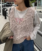 Vネックループフリンジベスト