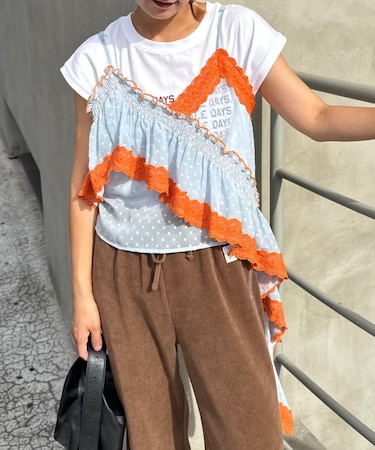 H.Sアシメフリルドットレースキャミ