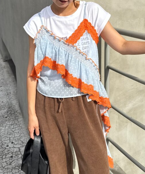 H.Sアシメフリルドットレースキャミ