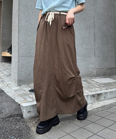 光沢ナイロンリメイク風ミリタリースカート