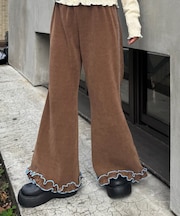 H.Sコーデュロイ裾フリルフレアパンツ