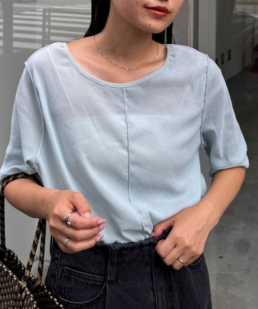 シアーフロッキービンテージ加工半袖トップス
