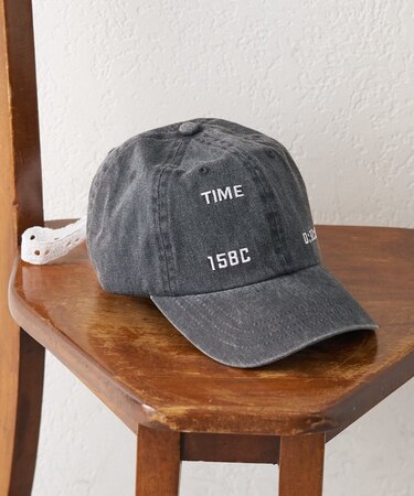【KIDS】コットンレース紐ピグメント加工TIMEロゴCAP