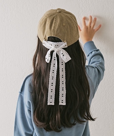 【KIDS】コットンレース紐ピグメント加工TIMEロゴCAP