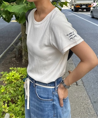 ワンポイント刺繍リブコンパクト半袖Tee