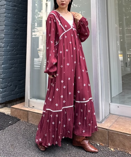 indiaエンブロイダリー刺繍ワンピ