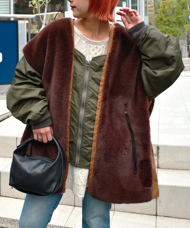 【etsinta/エシンタ】ファー切替ジャケット