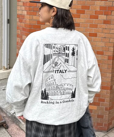 【ojisan】ワンポイント刺繍裏毛スウェットクルー