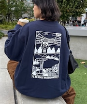 【ojisan】ワンポイント刺繍裏毛スウェットクルー