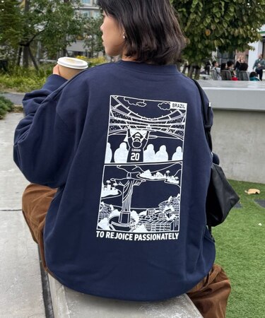 【ojisan】ワンポイント刺繍裏毛スウェットクルー