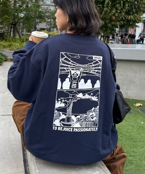 【ojisan】ワンポイント刺繍裏毛スウェットクルー