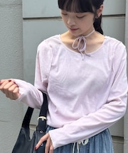 シアーフロッキービンテージ加工バックリボントップス