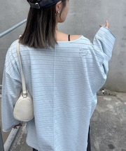シアースラブボーダーワンポイント刺繍オーバTee