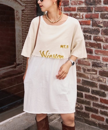 etsintaオーバーサイズタンク付ショートtee