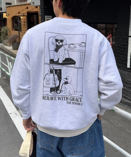 【ユニセックス】DOGS刺繍ロゴプリントスウェット