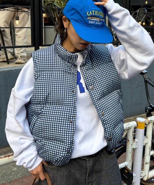【UNISEX】ギンガムチェック中綿ベスト
