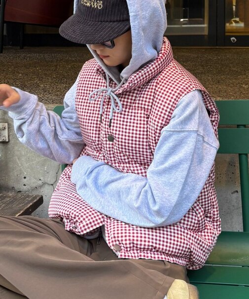 【UNISEX】ギンガムチェック中綿ベスト