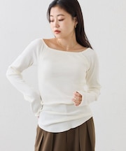 【shay】カップ付オフショルリブトップス