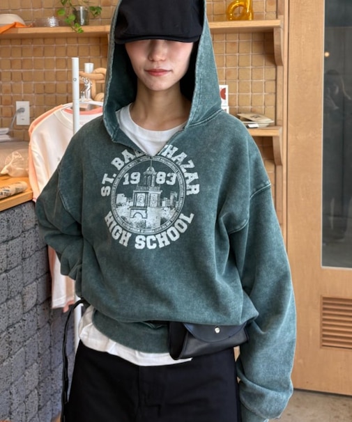 【UNISEX】ヘビーウェイト加工スキッパーフーディー