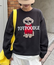 【ユニセックス】犬アソート柄ロゴジャガードニット