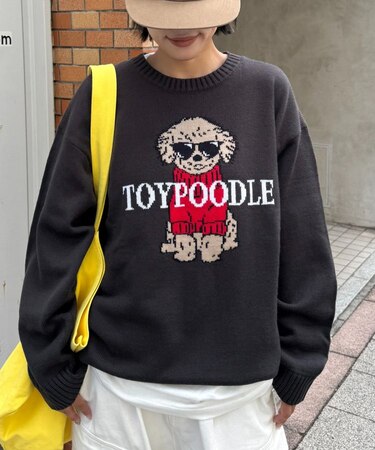 【ユニセックス】犬アソート柄ロゴジャガードニット