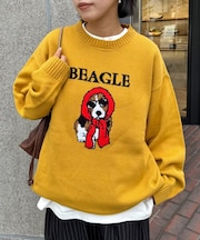 【ユニセックス】犬 ニット アソートロゴジャガードニット