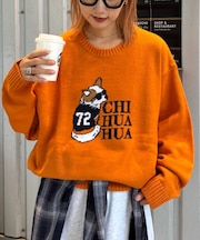 【ユニセックス】犬アソート柄ロゴジャガードニット