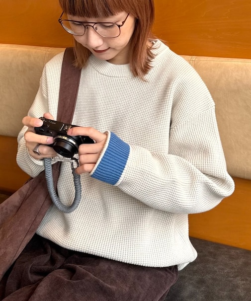 【洗えるニット】リシェイプモーションワッフルニットプルオーバー