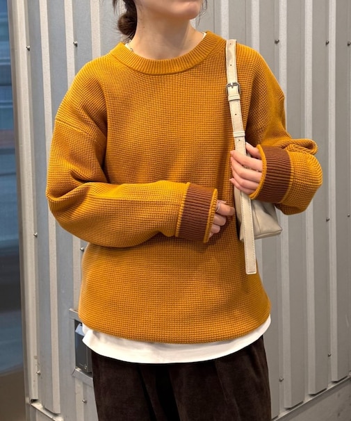 【洗えるニット】リシェイプモーションワッフルニットプルオーバー