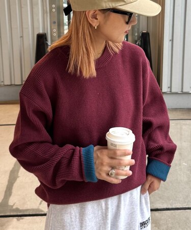 【洗えるニット】リシェイプモーションワッフルニットプルオーバー