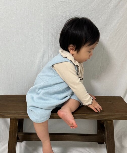 【綿100%で洗える】【BABY】スウェットライクニットロンパース(OSORO)