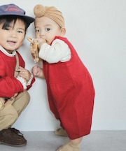 【綿100％で洗える】【BABY】スウェットライクニットロンパース(OSORO)